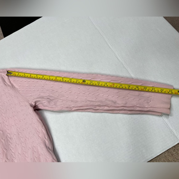 Vintage Pink Cable Knit Sweater 90s Charter Club Knitted V Neck Blouse Crewneck - Picture 14 of 17
